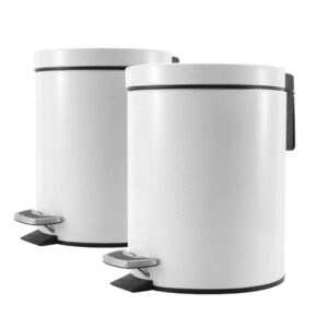 SOGA 2X 7L Foot Pedal Stainless Steel Rubbish Recycling Garbage Waste Trash Bin Round White Kitchen Bins RubbishBinRound7LWhiteX2 AU DEPOT - AU DEPOT