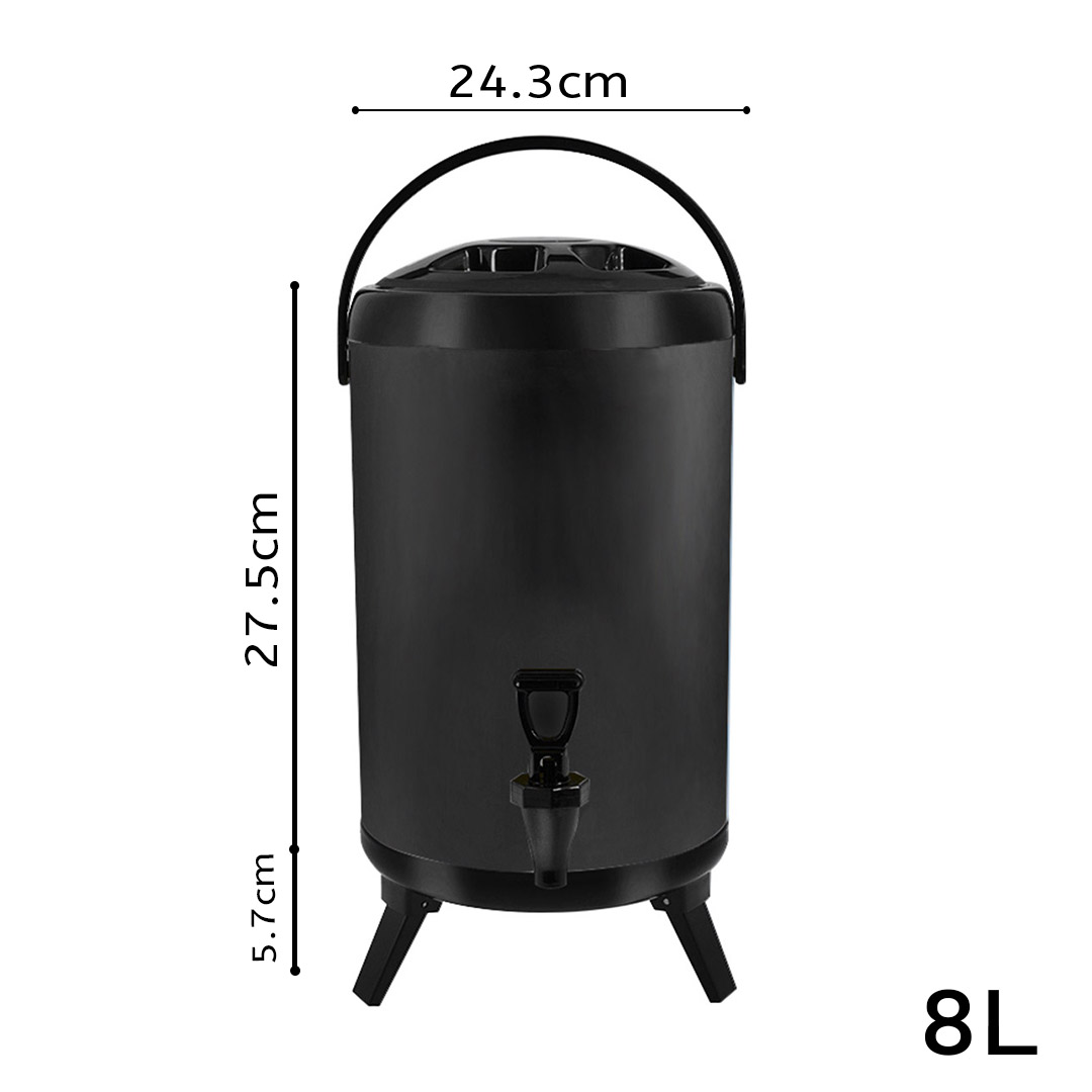 SOGA 2X 8L Stainless Steel Insulated Milk Tea Barrel Hot and Cold Beverage Dispenser Container with Faucet Black, , , , , ,  - AU DEPOT 2