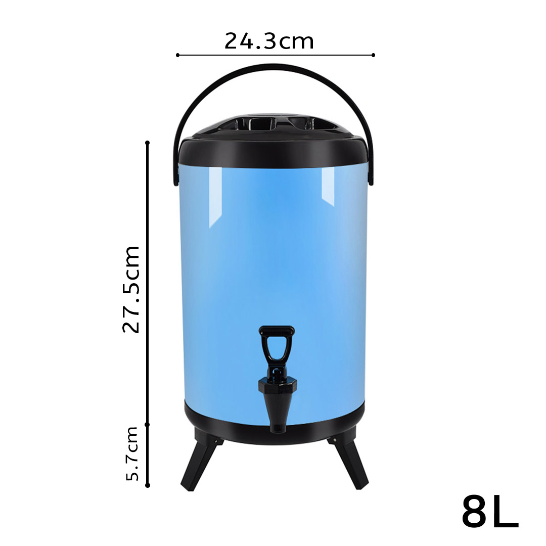 SOGA 2X 8L Stainless Steel Insulated Milk Tea Barrel Hot and Cold Beverage Dispenser Container with Faucet Blue, , , , , ,  - AU DEPOT 2