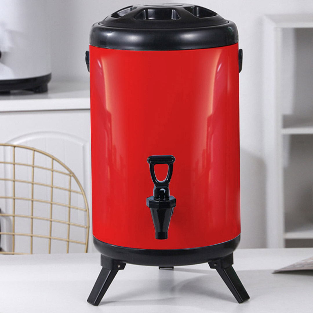 SOGA 2X 8L Stainless Steel Insulated Milk Tea Barrel Hot and Cold Beverage Dispenser Container with Faucet Red, , , , , ,  - AU DEPOT 8