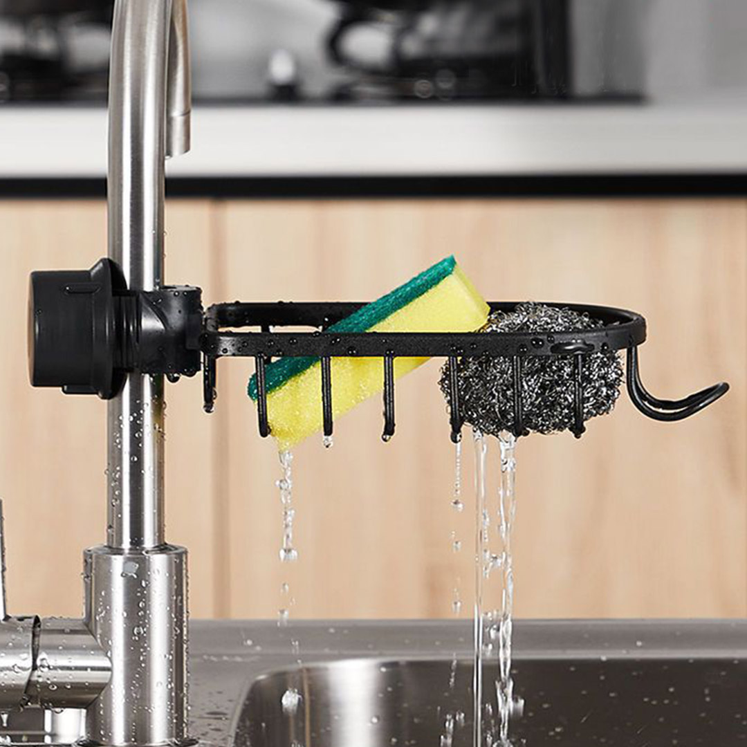 SOGA 2X Black Single Kitchen Sink Organiser Faucet Soap Sponge Caddy Rack Storage Drainer, , , , , ,  - AU DEPOT 6