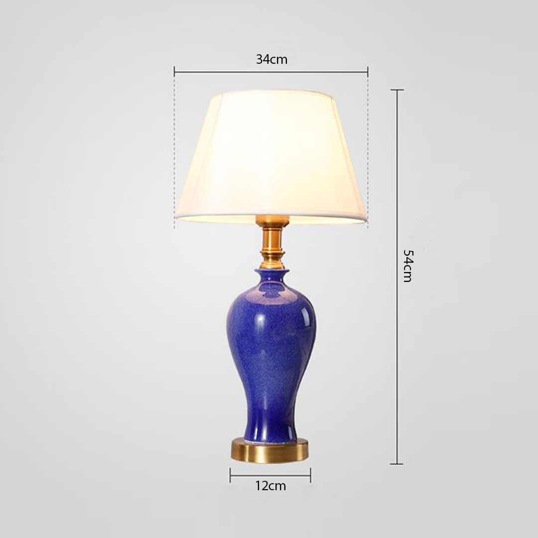 SOGA 2X Blue Ceramic Oval Table Lamp with Gold Metal Base, , , , , ,  - AU DEPOT 2