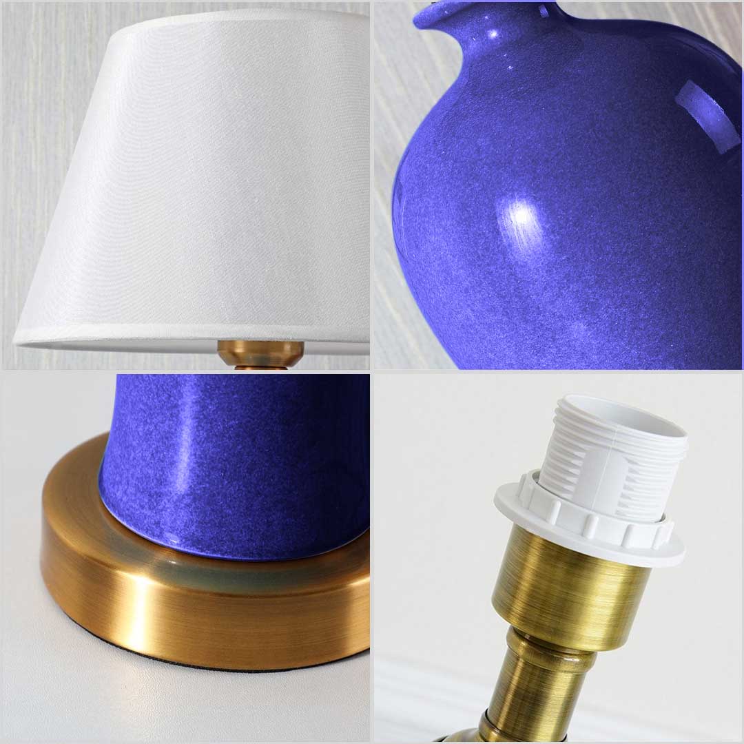 SOGA 2X Blue Ceramic Oval Table Lamp with Gold Metal Base, , , , , ,  - AU DEPOT 3