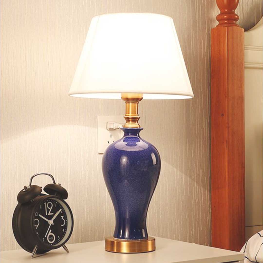 SOGA 2X Blue Ceramic Oval Table Lamp with Gold Metal Base, , , , , ,  - AU DEPOT 4