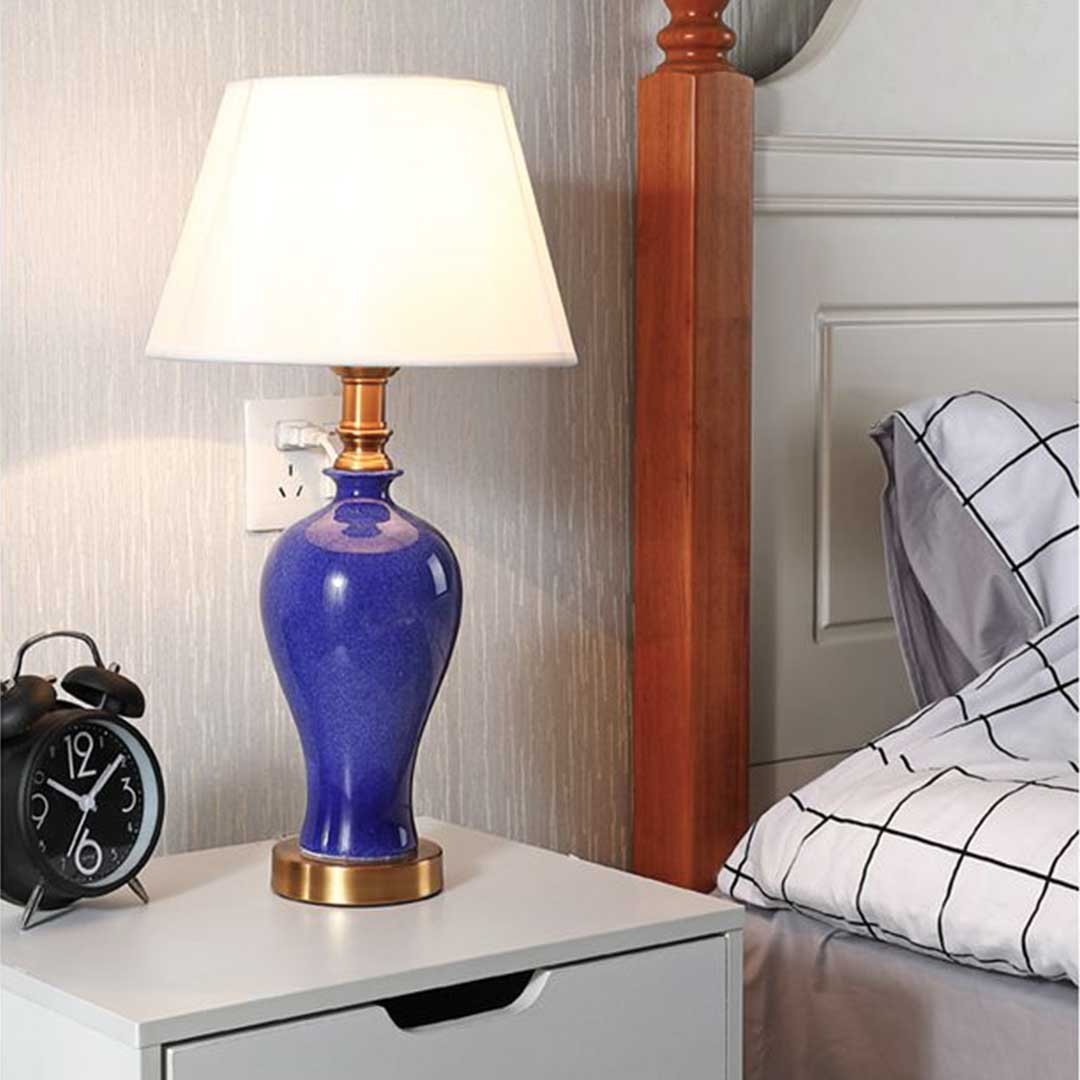 SOGA 2X Blue Ceramic Oval Table Lamp with Gold Metal Base, , , , , ,  - AU DEPOT 5