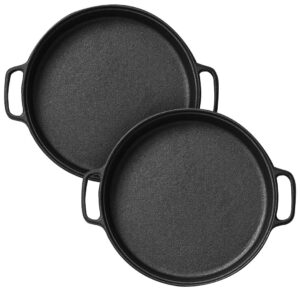 SOGA 2X Cast Iron 30cm Frying Pan Skillet Coating Steak Sizzle Platter, Home & Living, Kitchen & Dining, Cookware, Griddles & Grill Pans, ,  - AU DEPOT 1