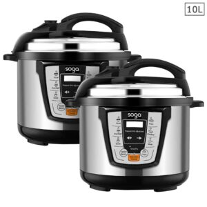 SOGA 2X Electric Stainless Steel Pressure Cooker 10L 1600W Multicooker 16, , , , , ,  - AU DEPOT 1