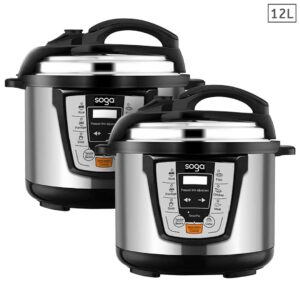 SOGA 2X Electric Stainless Steel Pressure Cooker 12L 1600W Multicooker 16, , , , , ,  - AU DEPOT 1