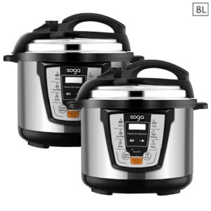 SOGA 2X Electric Stainless Steel Pressure Cooker 8L 1600W Multicooker 16, , , , , ,  - AU DEPOT 1