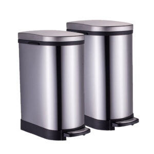 SOGA 2X Foot Pedal Stainless Steel Rubbish Recycling Garbage Waste Trash Bin 10L U Kitchen Bins RubbishBinU10LSSX2 AU DEPOT - AU DEPOT