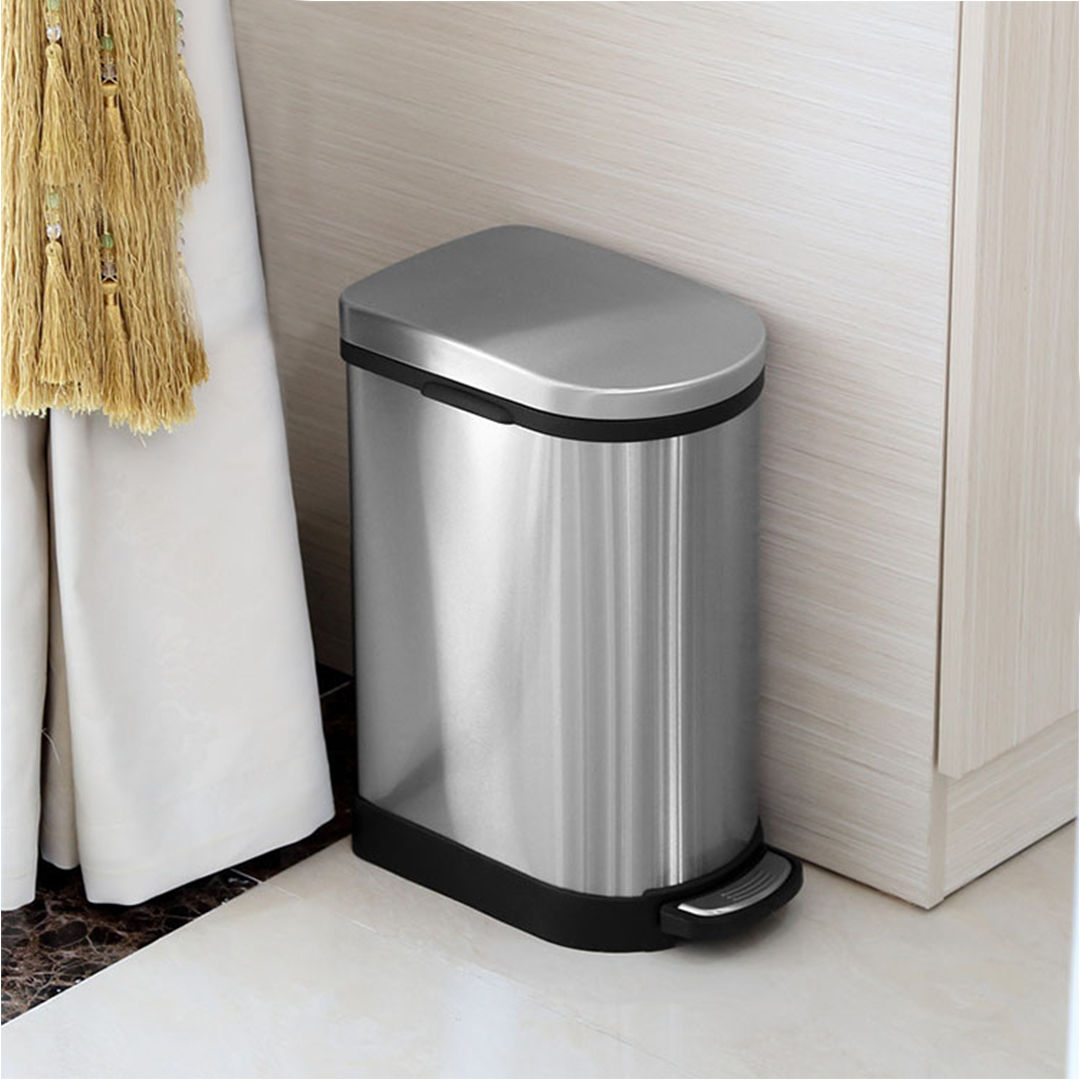 SOGA 2X Foot Pedal Stainless Steel Rubbish Recycling Garbage Waste Trash Bin 10L U, , , , , ,  - AU DEPOT 9