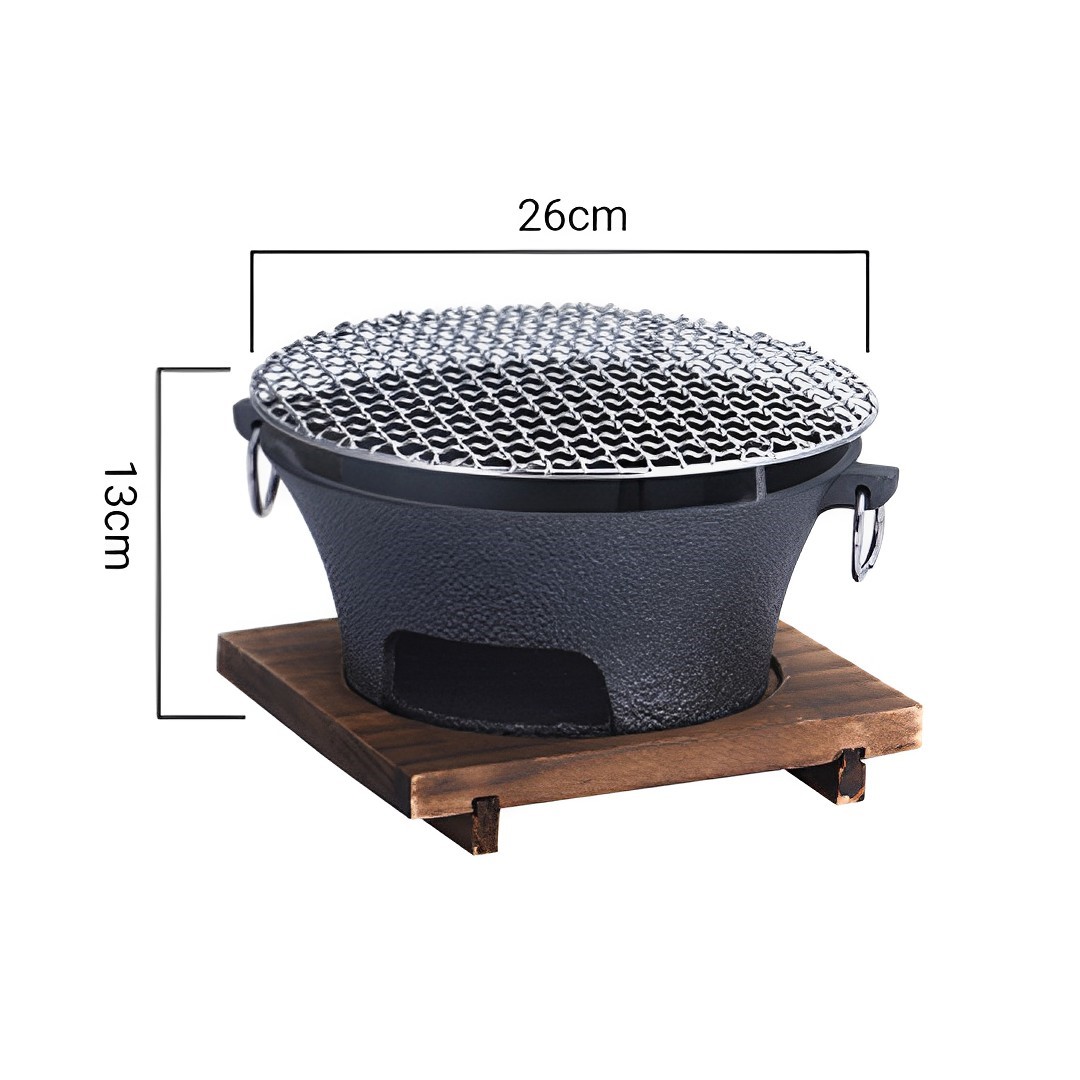 SOGA 2X Large Cast Iron Round Stove Charcoal Table Net Grill Japanese Style BBQ Picnic Camping with Wooden Board, , , , , ,  - AU DEPOT 6