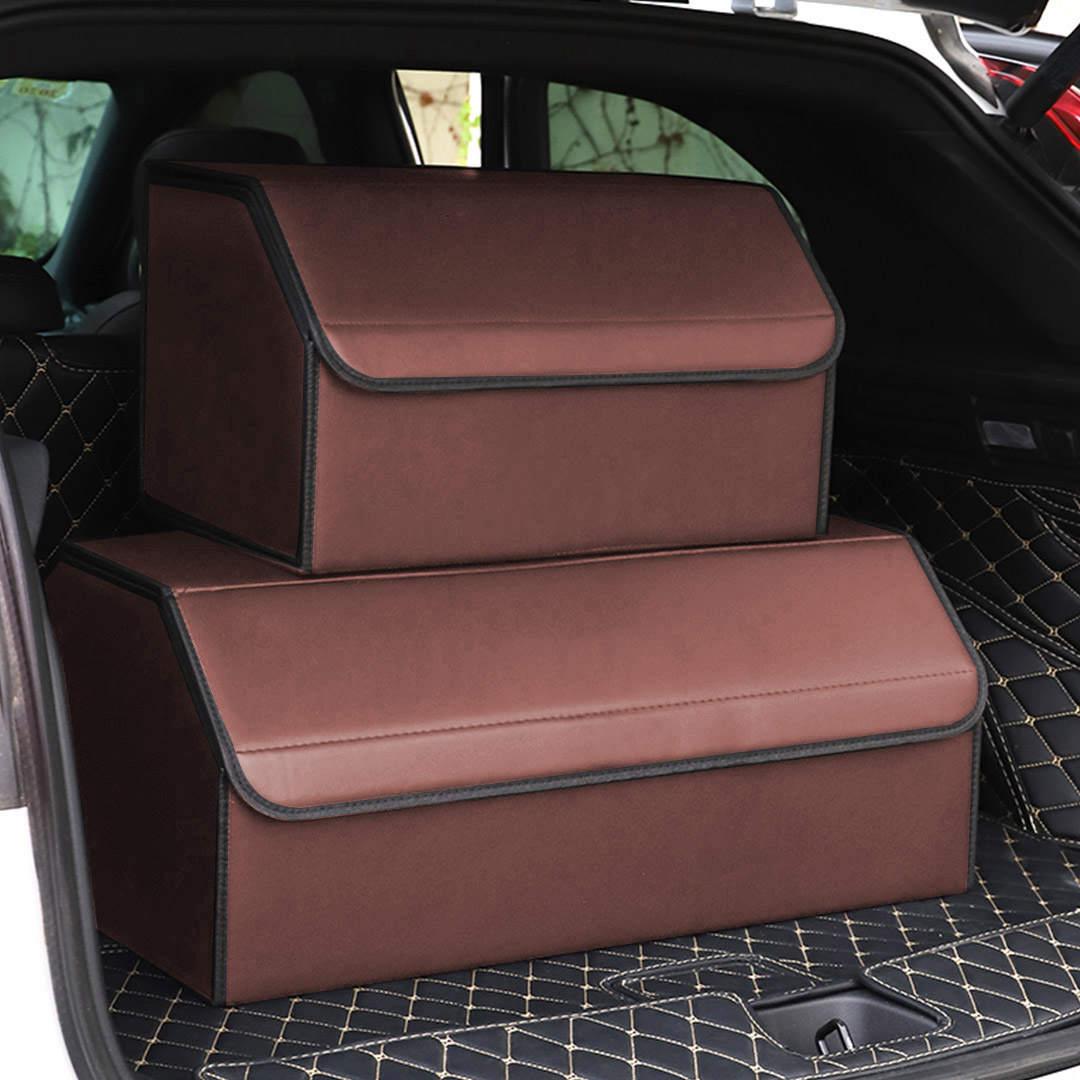 SOGA 2X Leather Car Boot Collapsible Foldable Trunk Cargo Organizer Portable Storage Box Coffee Large, , , , , ,  - AU DEPOT 8