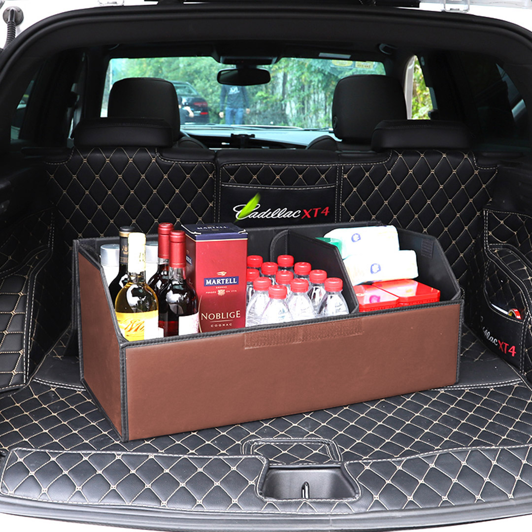 SOGA 2X Leather Car Boot Collapsible Foldable Trunk Cargo Organizer Portable Storage Box Coffee Large, , , , , ,  - AU DEPOT 10