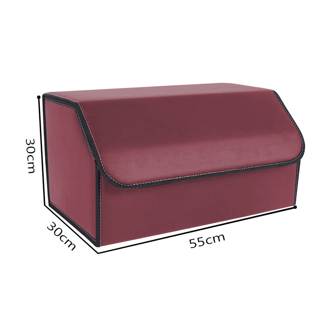 SOGA 2X Leather Car Boot Collapsible Foldable Trunk Cargo Organizer Portable Storage Box Red Large, , , , , ,  - AU DEPOT 2