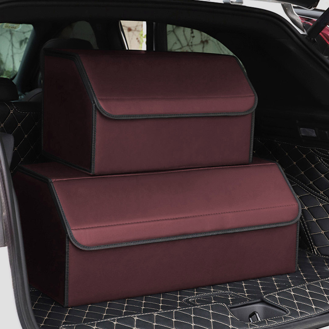 SOGA 2X Leather Car Boot Collapsible Foldable Trunk Cargo Organizer Portable Storage Box Red Large, , , , , ,  - AU DEPOT 8