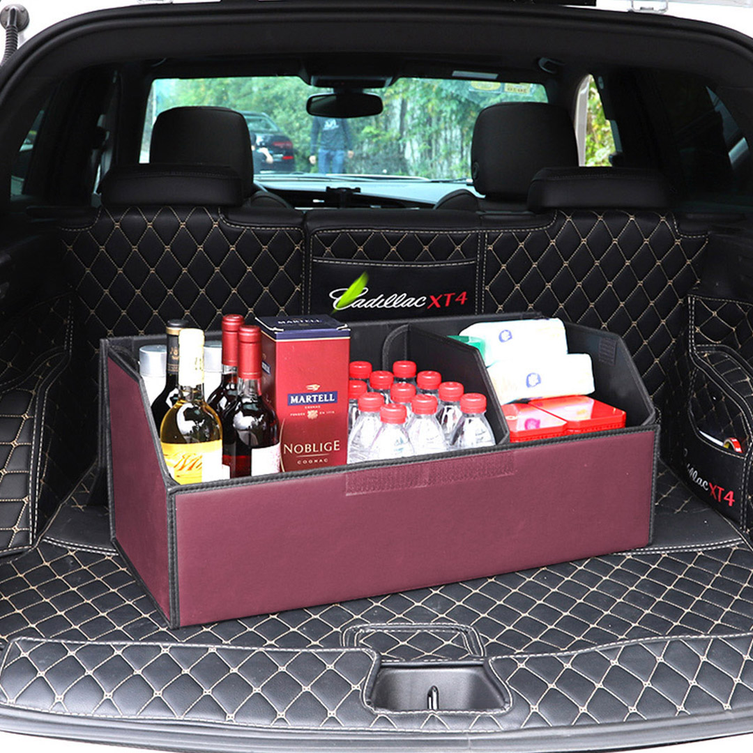 SOGA 2X Leather Car Boot Collapsible Foldable Trunk Cargo Organizer Portable Storage Box Red Large, , , , , ,  - AU DEPOT 10