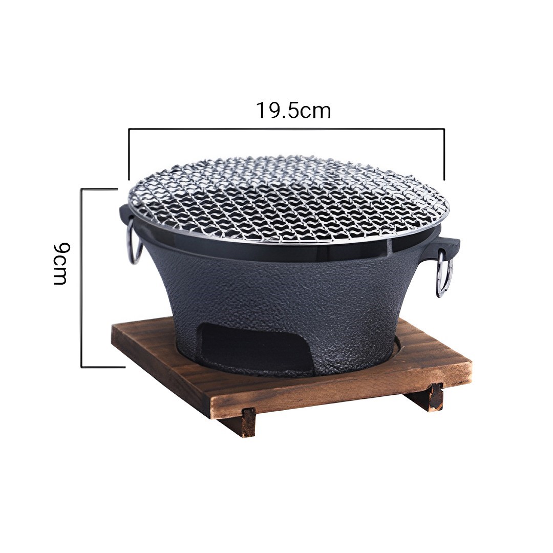 SOGA 2X Small Cast Iron Round Stove Charcoal Table Net Grill Japanese Style BBQ Picnic Camping with Wooden Board, , , , , ,  - AU DEPOT 6