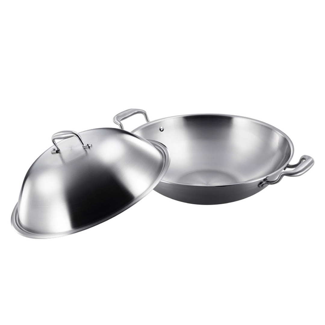 SOGA 3-Ply 42cm Stainless Steel Double Handle Wok Frying Fry Pan Skillet with Lid, , , , , ,  - AU DEPOT 4