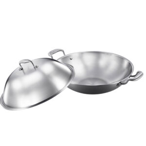 SOGA 3 Ply 42cm Stainless Steel Double Handle Wok Frying Fry Pan Skillet with Lid Frying Pans WokTRIFPG42 AU DEPOT - AU DEPOT