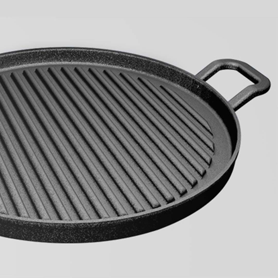 SOGA 30cm Ribbed Cast Iron Frying Pan Skillet Coating Steak Sizzle Platter, , , , , ,  - AU DEPOT 4