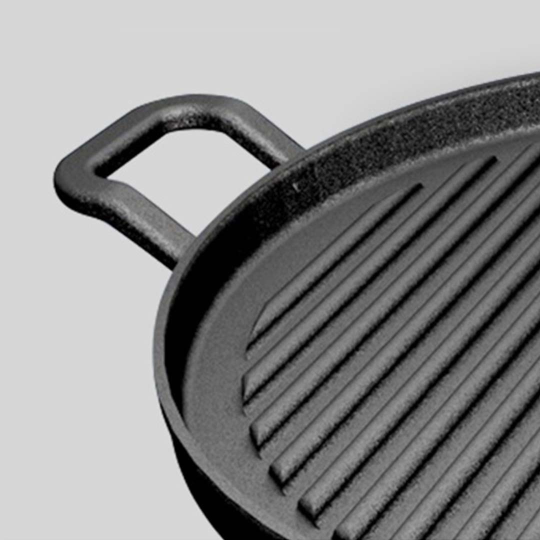 SOGA 30cm Ribbed Cast Iron Frying Pan Skillet Coating Steak Sizzle Platter, , , , , ,  - AU DEPOT 5