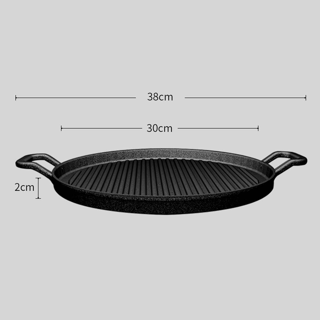 SOGA 30cm Ribbed Cast Iron Frying Pan Skillet Coating Steak Sizzle Platter, , , , , ,  - AU DEPOT 6