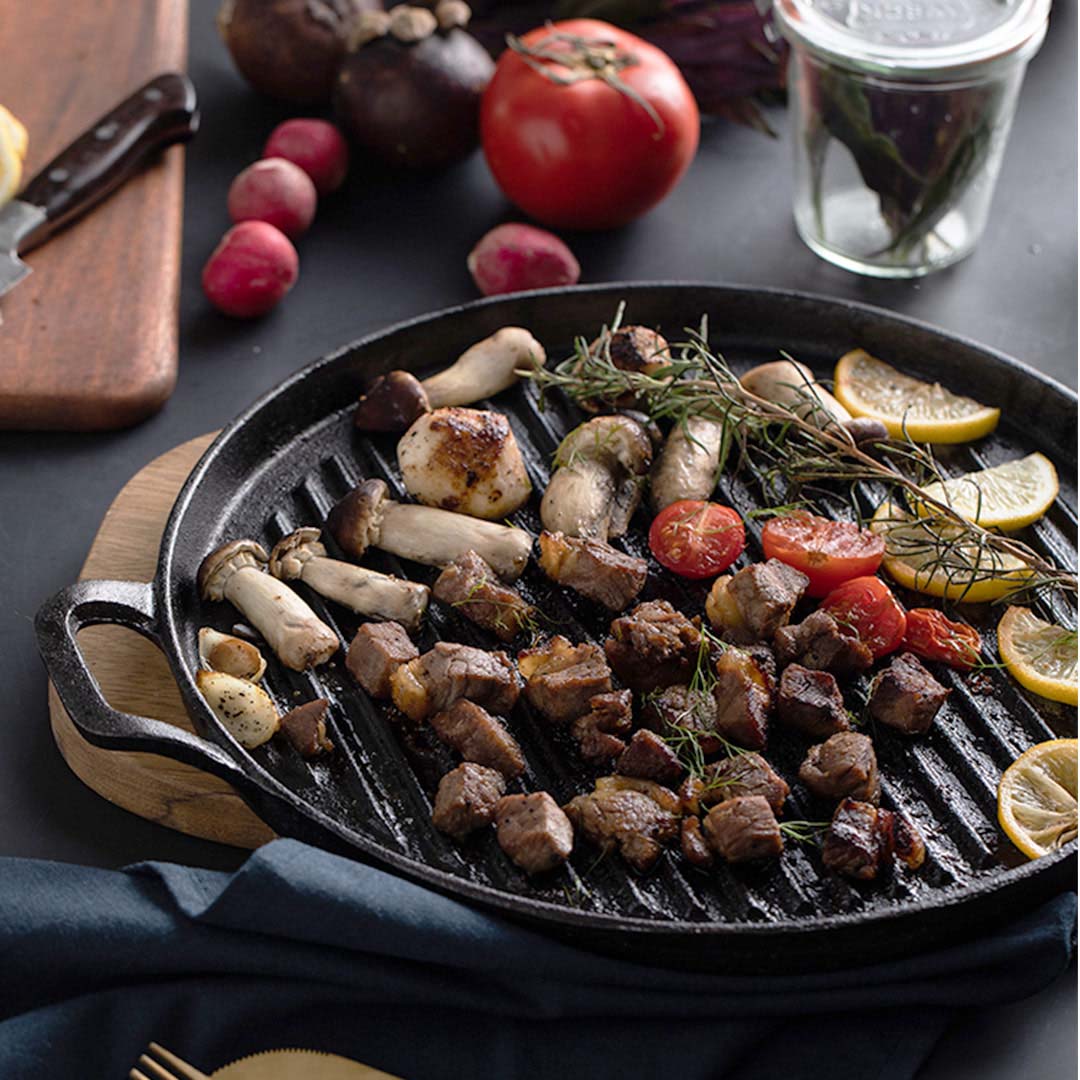 SOGA 30cm Ribbed Cast Iron Frying Pan Skillet Coating Steak Sizzle Platter, , , , , ,  - AU DEPOT 9