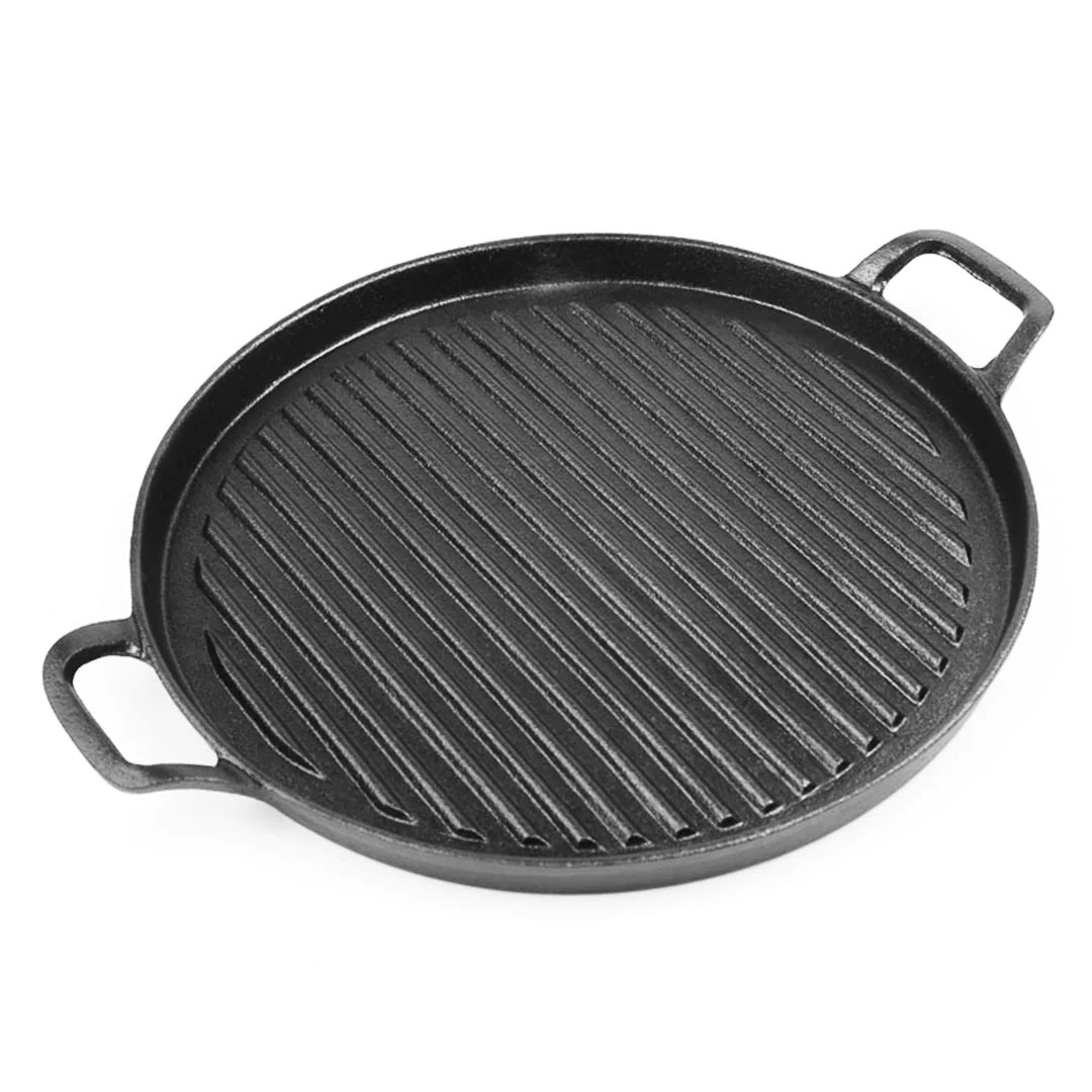 SOGA 30cm Ribbed Cast Iron Frying Pan Skillet Coating Steak Sizzle Platter, , , , , ,  - AU DEPOT 1