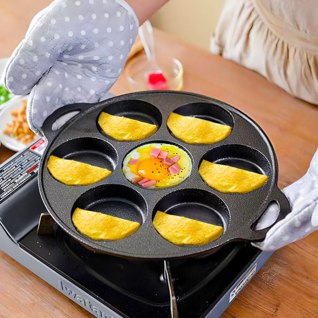 SOGA 31.5cm Cast Iron Takoyaki Fry Pan Octopus Balls Maker 7 Hole Cavities Grill Mold, , , , , ,  - AU DEPOT 6