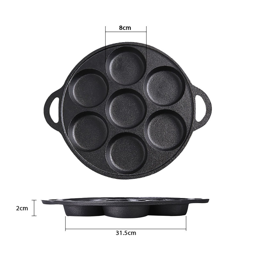 SOGA 31.5cm Cast Iron Takoyaki Fry Pan Octopus Balls Maker 7 Hole Cavities Grill Mold, , , , , ,  - AU DEPOT 7