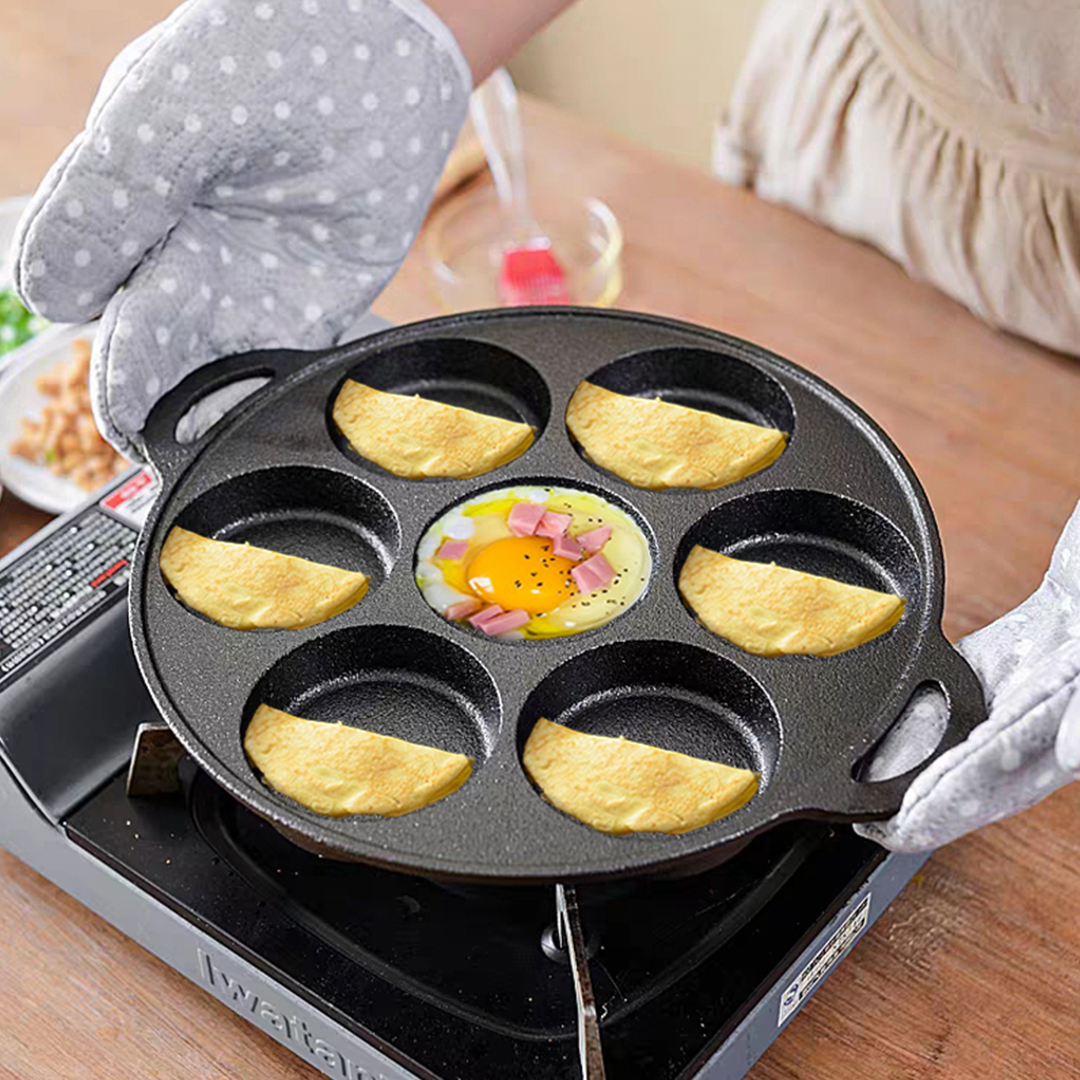 SOGA 31.5cm Cast Iron Takoyaki Fry Pan Octopus Balls Maker 7 Hole Cavities Grill Mold, , , , , ,  - AU DEPOT 10