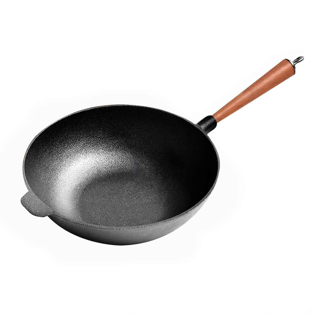 SOGA 31cm Commercial Cast Iron Wok Round Bottom FryPan Home Cooking Skillet, , , , , ,  - AU DEPOT 1