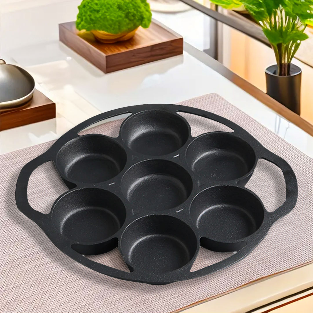 SOGA 32cm Cast Iron Takoyaki Fry Pan Octopus Balls Maker 7 Hole Cavities Grill Mold, , , , , ,  - AU DEPOT 3