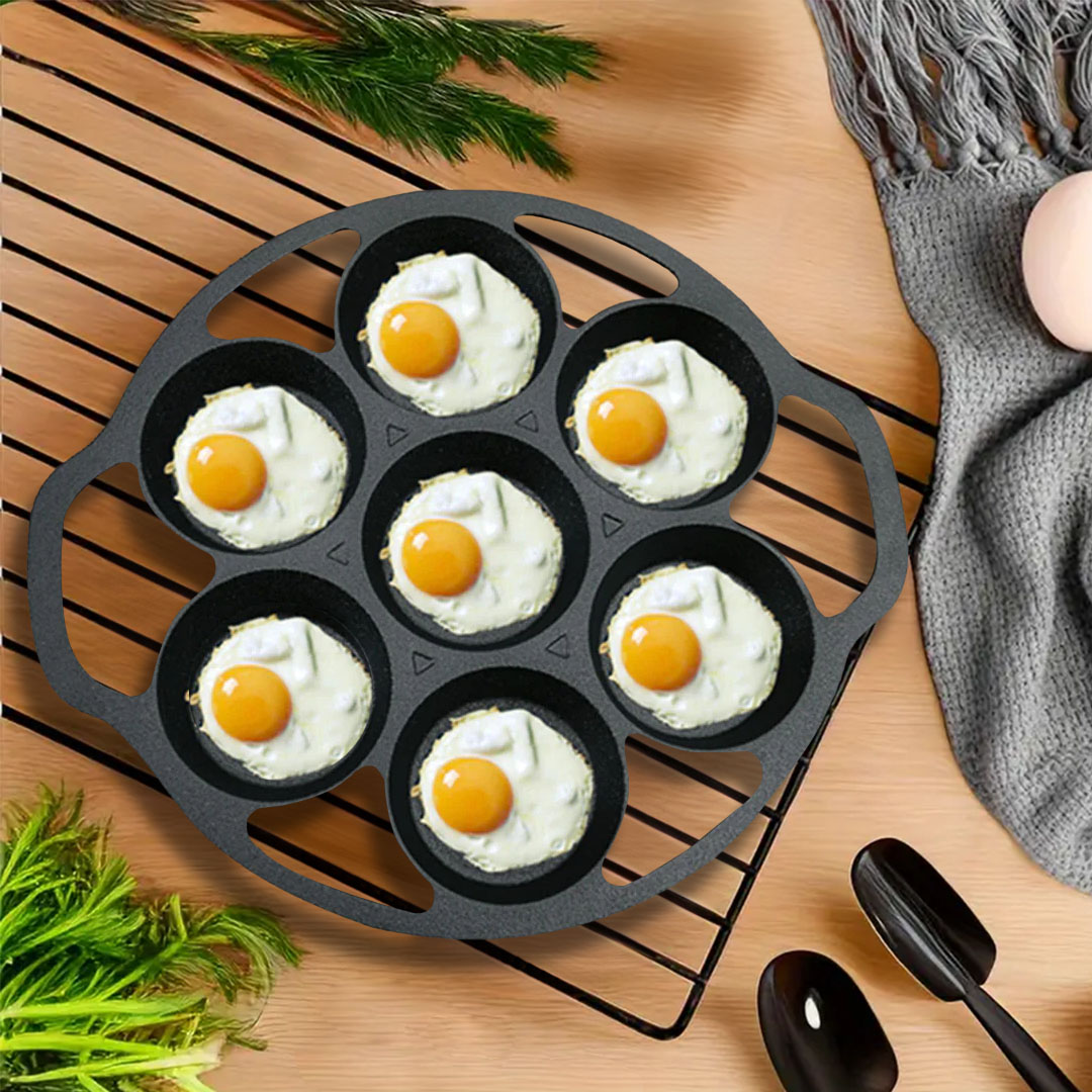 SOGA 32cm Cast Iron Takoyaki Fry Pan Octopus Balls Maker 7 Hole Cavities Grill Mold, , , , , ,  - AU DEPOT 4