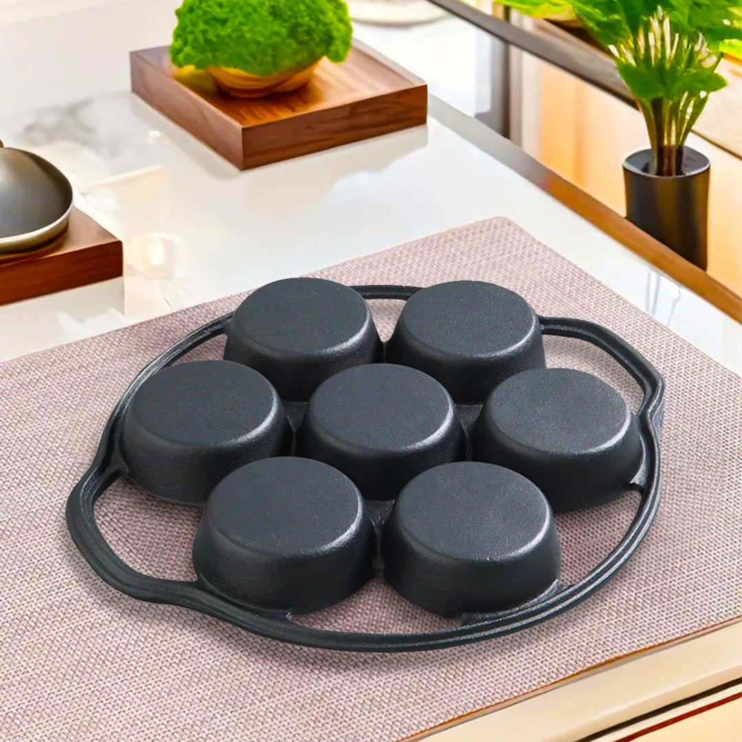 SOGA 32cm Cast Iron Takoyaki Fry Pan Octopus Balls Maker 7 Hole Cavities Grill Mold, , , , , ,  - AU DEPOT 5