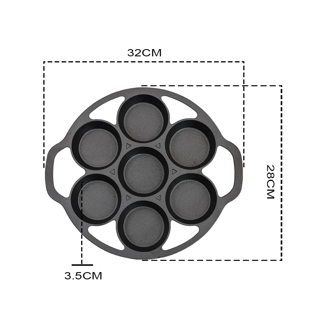 SOGA 32cm Cast Iron Takoyaki Fry Pan Octopus Balls Maker 7 Hole Cavities Grill Mold, , , , , ,  - AU DEPOT 7