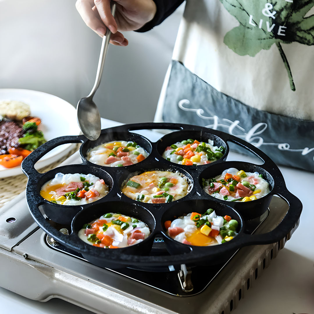 SOGA 32cm Cast Iron Takoyaki Fry Pan Octopus Balls Maker 7 Hole Cavities Grill Mold, , , , , ,  - AU DEPOT 9