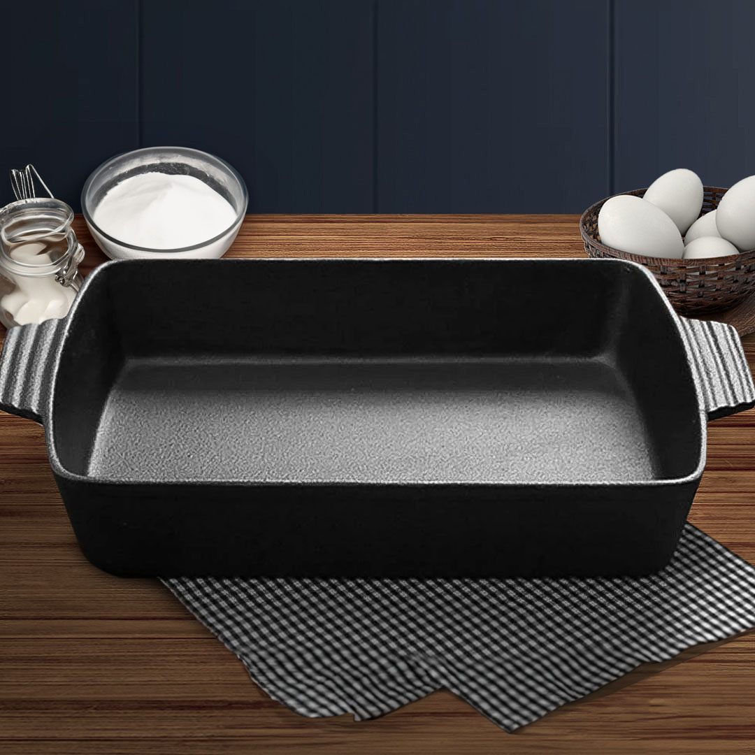 SOGA 33cm Cast Iron Rectangle Bread Cake Baking Dish Lasagna Roasting Pan, , , , , ,  - AU DEPOT 3