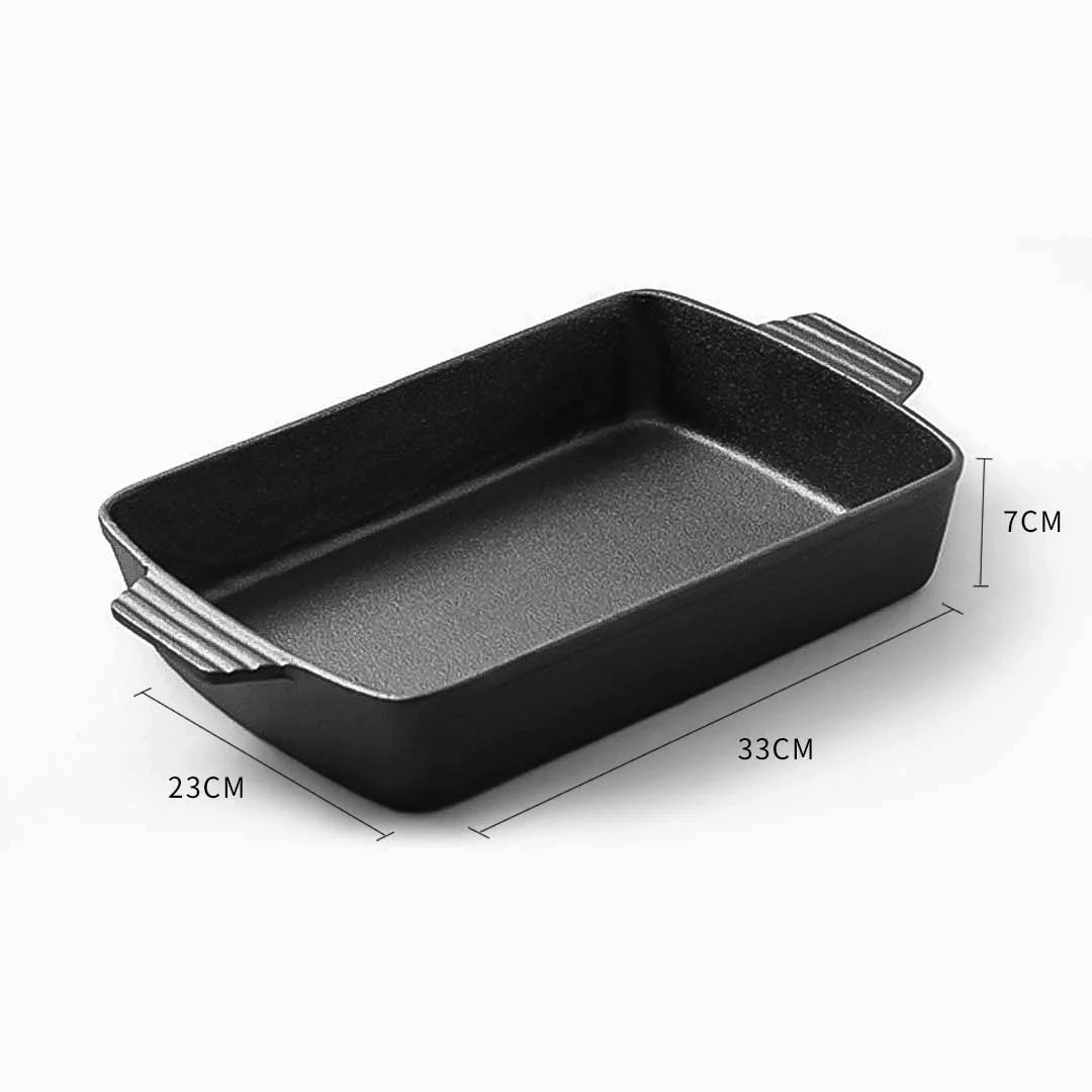 SOGA 33cm Cast Iron Rectangle Bread Cake Baking Dish Lasagna Roasting Pan, , , , , ,  - AU DEPOT 5