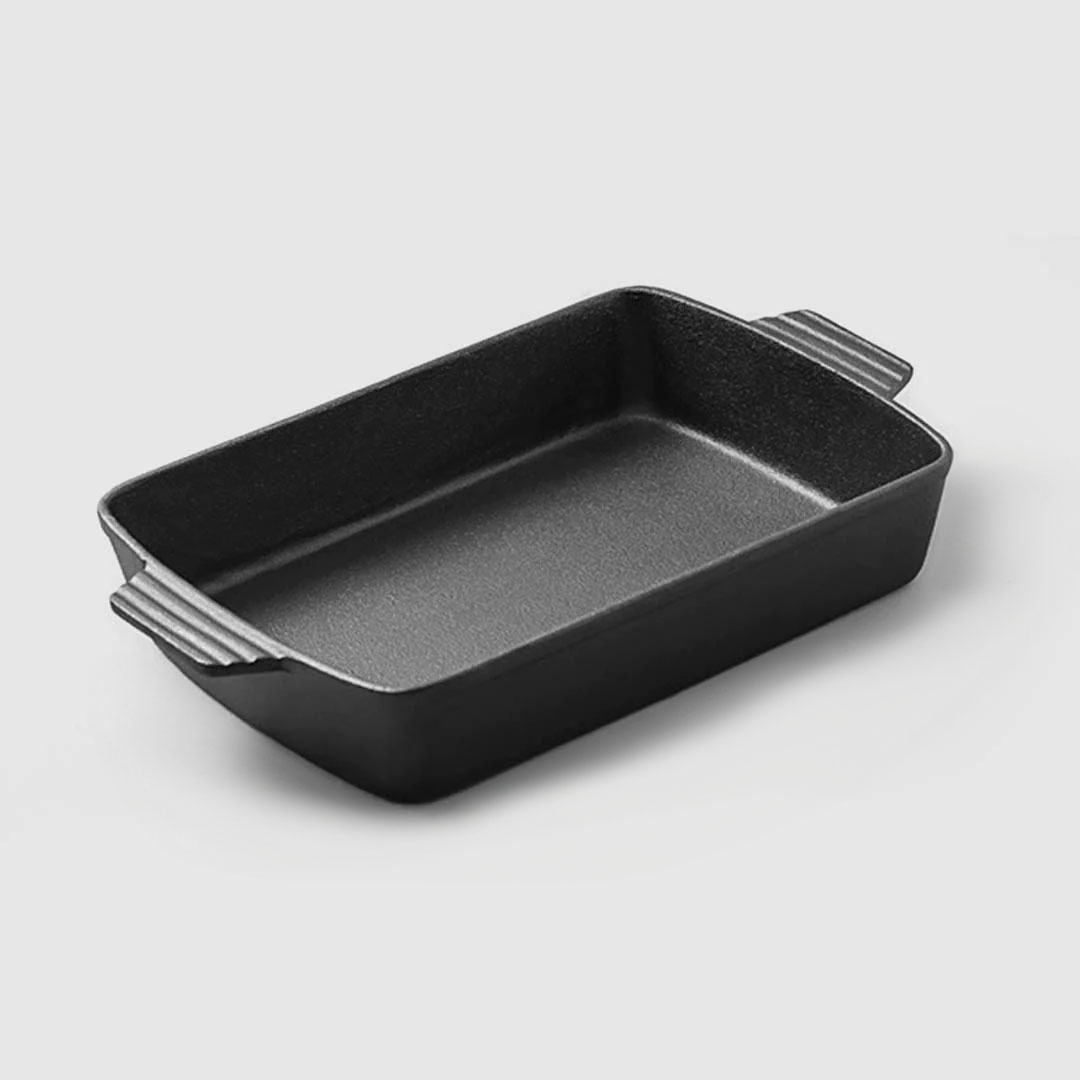 SOGA 33cm Cast Iron Rectangle Bread Cake Baking Dish Lasagna Roasting Pan, , , , , ,  - AU DEPOT 1