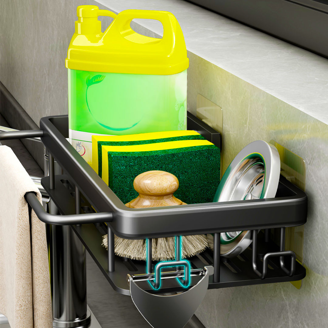 SOGA 34cm Kitchen Sink Storage Organiser Space Saving Adhesive Shelf Rack, , , , , ,  - AU DEPOT 3