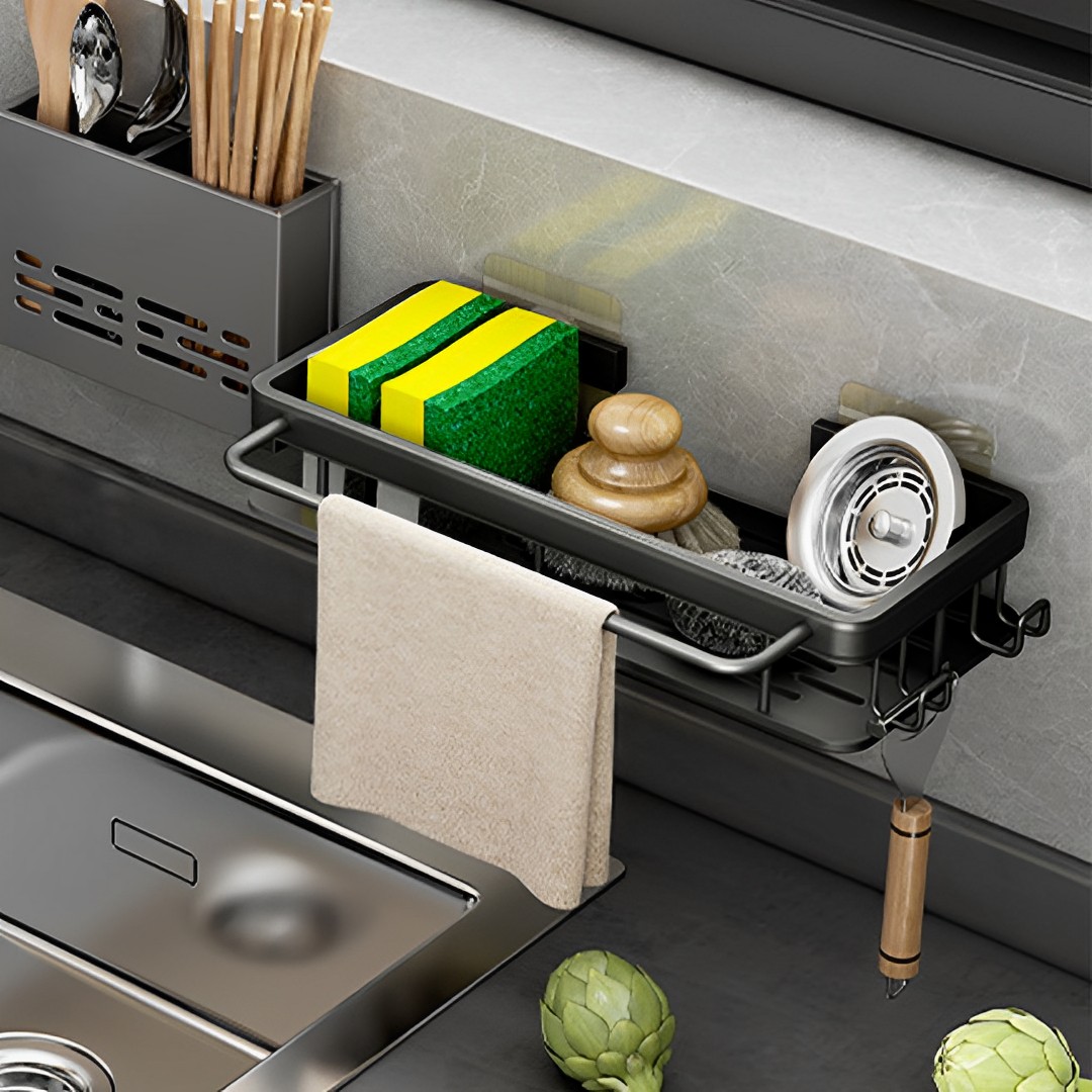 SOGA 34cm Kitchen Sink Storage Organiser Space Saving Adhesive Shelf Rack, , , , , ,  - AU DEPOT 4