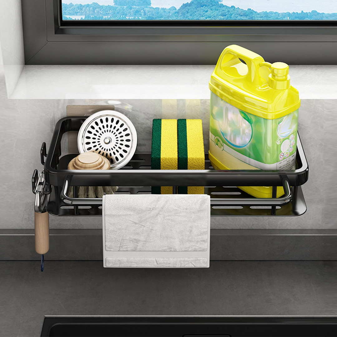 SOGA 34cm Kitchen Sink Storage Organiser Space Saving Adhesive Shelf Rack, , , , , ,  - AU DEPOT 7