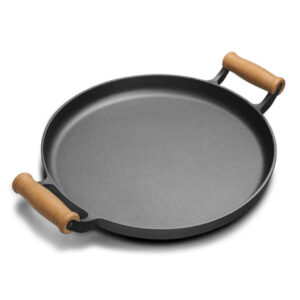 SOGA 35cm Cast Iron Frying Pan Skillet Steak Sizzle Fry Platter With Wooden Handle No Lid Frying Pans ZPaiB8 AU DEPOT - AU DEPOT