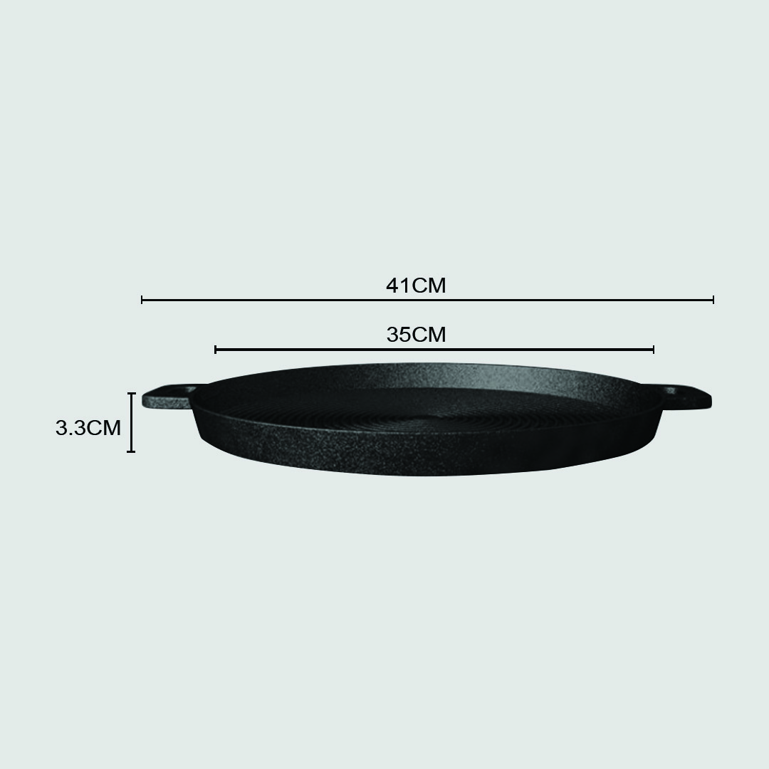 SOGA 35cm Round Ribbed Cast Iron Frying Pan Skillet Steak Sizzle Platter with Handle, , , , , ,  - AU DEPOT 7