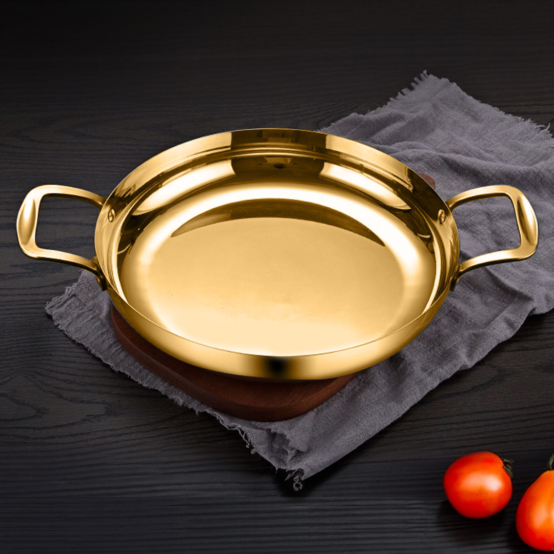 SOGA 36cm Flat Base Seafood Dry Pot in Elegant Gold Color with Durable for Kitchen Essential, , , , , ,  - AU DEPOT 2