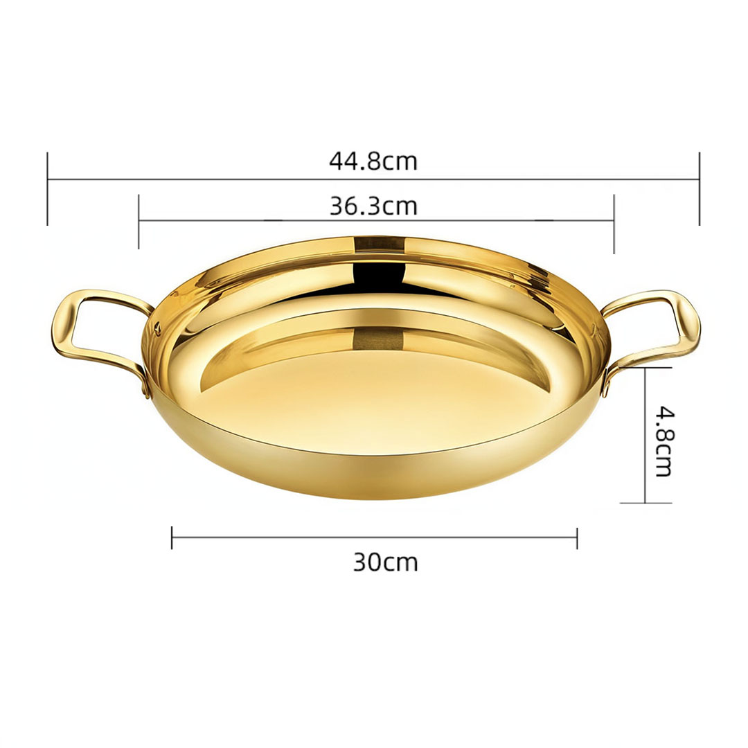 SOGA 36cm Flat Base Seafood Dry Pot in Elegant Gold Color with Durable for Kitchen Essential, , , , , ,  - AU DEPOT 7