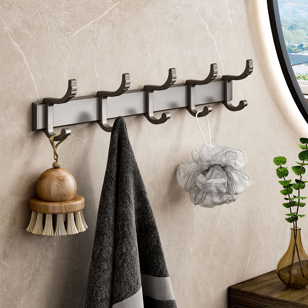 SOGA 37cm Wall Mounted Towel Rack Space-Saving Hanger Organiser with Durable Hooks, , , , , ,  - AU DEPOT 3