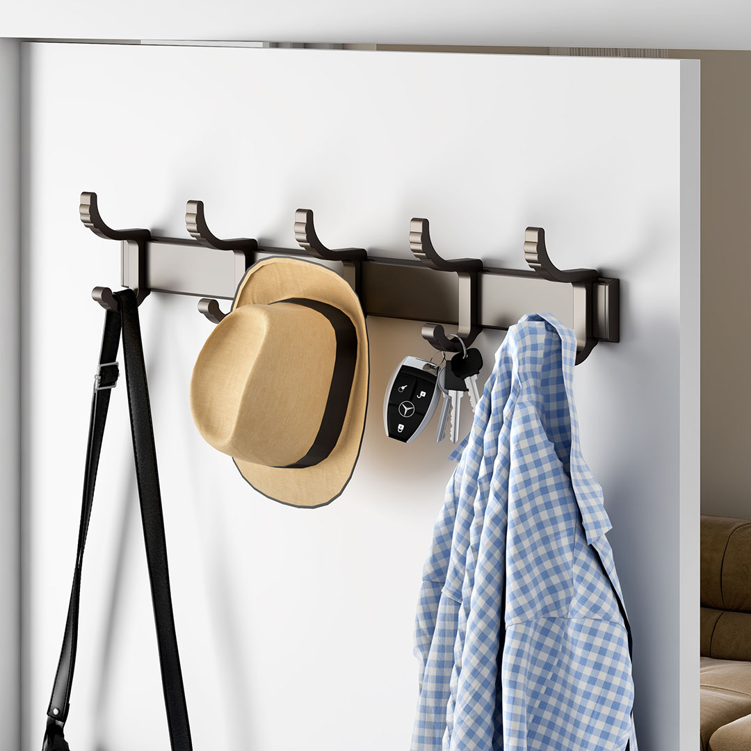 SOGA 37cm Wall Mounted Towel Rack Space-Saving Hanger Organiser with Durable Hooks, , , , , ,  - AU DEPOT 5